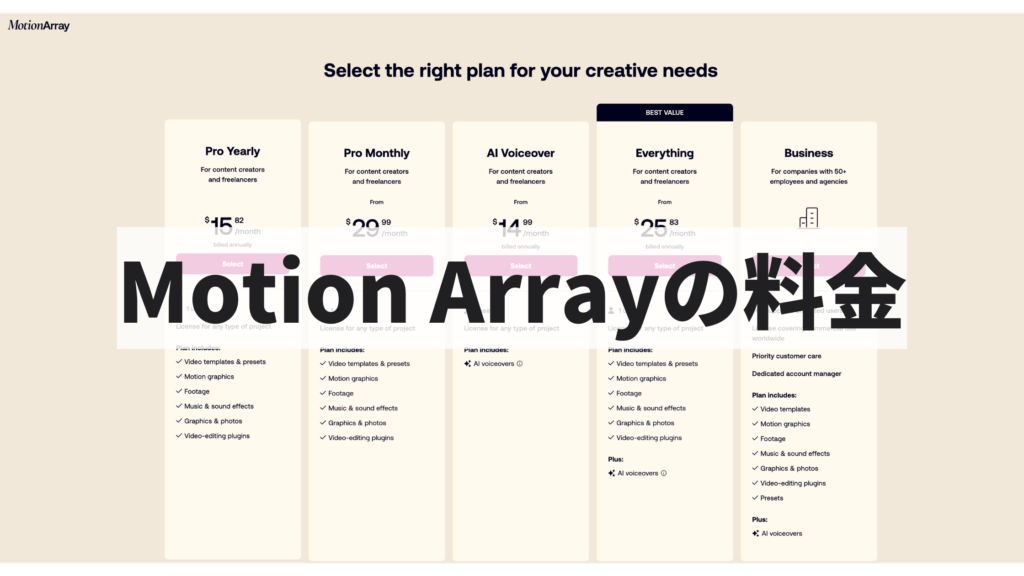 Motion Array 料金